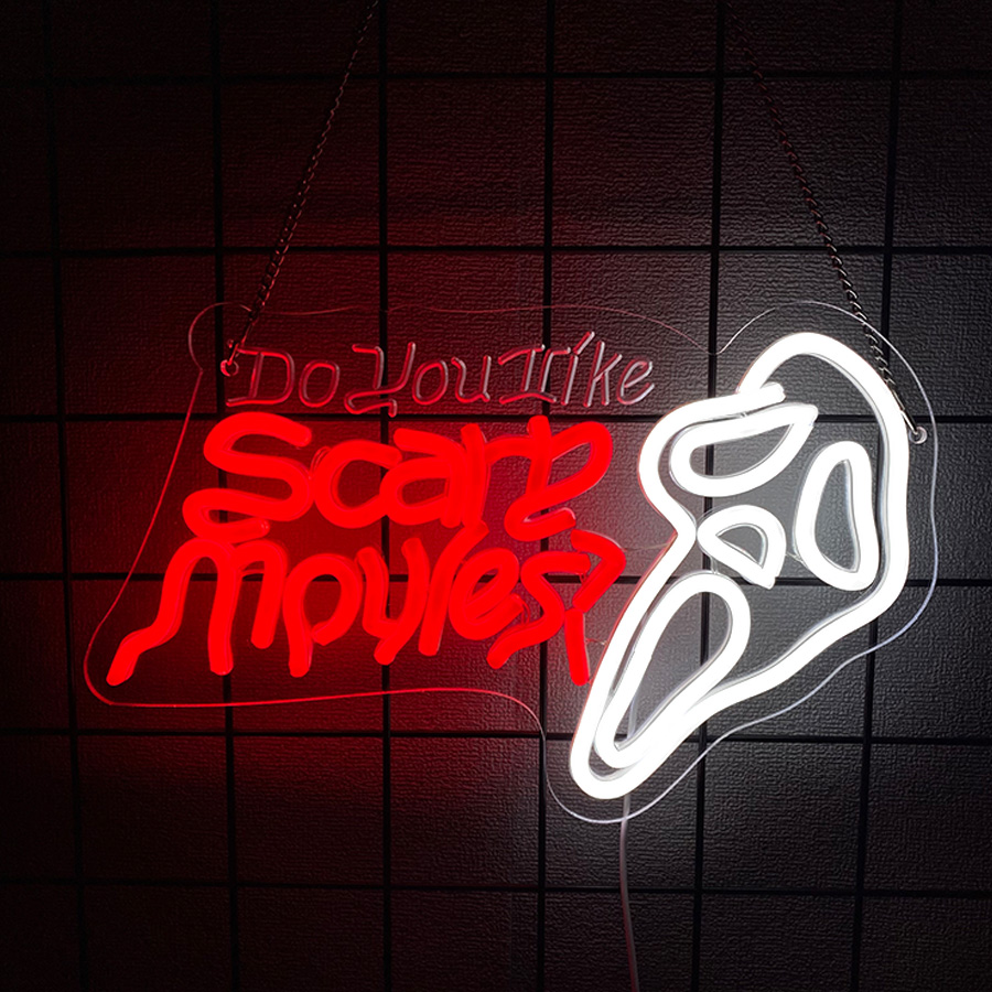 Home Cinema Wall Lights - คุณชอบภาพยนตร์สยองขวัญหรือไม่? ป้ายไฟนีออนสำหรับตกแต่งผนัง, ป้ายไฟนีออน LED สำหรับตกแต่งโฮมเธียเตอร์, โรงภาพยนตร์,