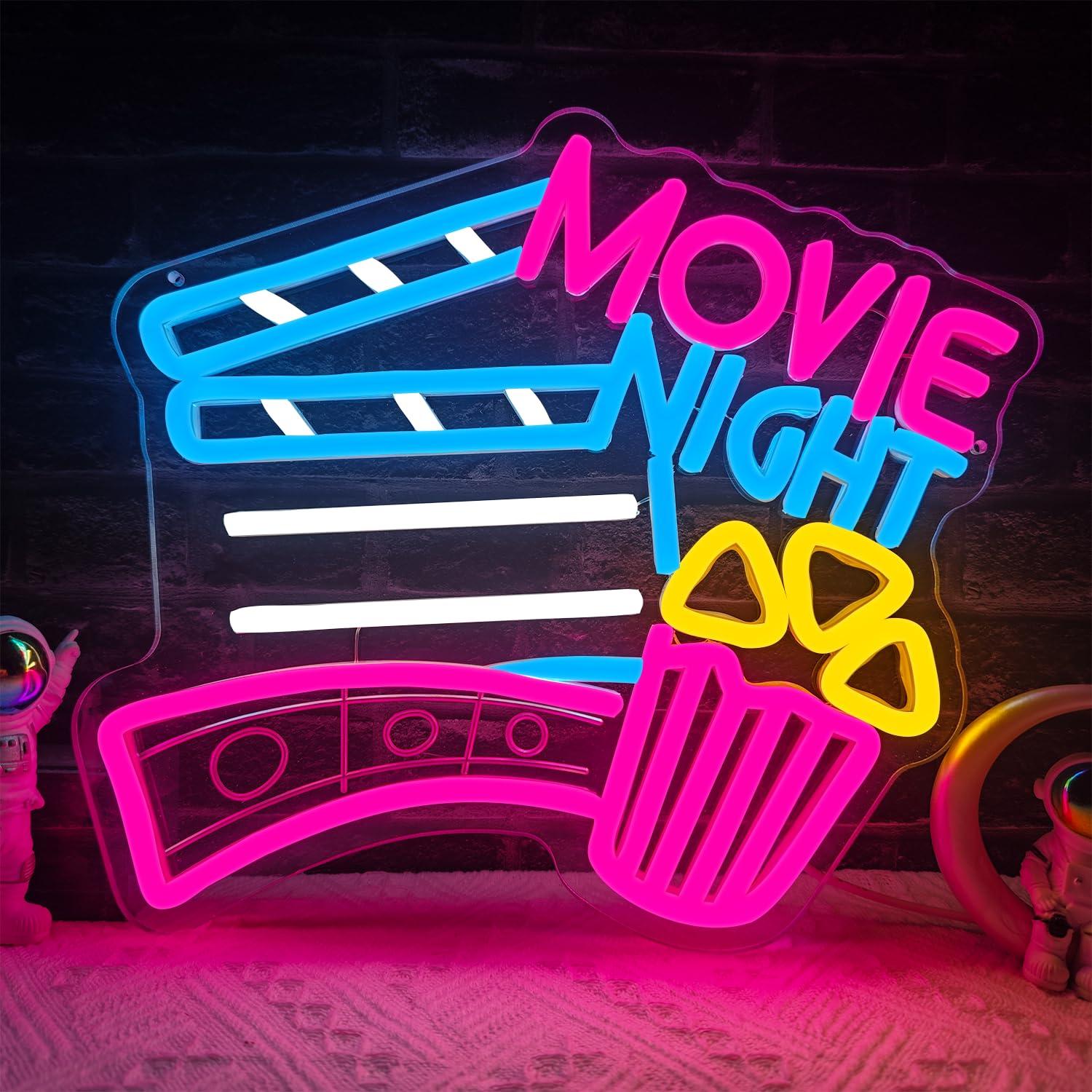 Home Cinema Wall Lights - ป้ายไฟนีออนสำหรับชมภาพยนตร์ ไฟ LED ปรับความสว่างได้ผ่าน USB สำหรับโฮมเธียเตอร์