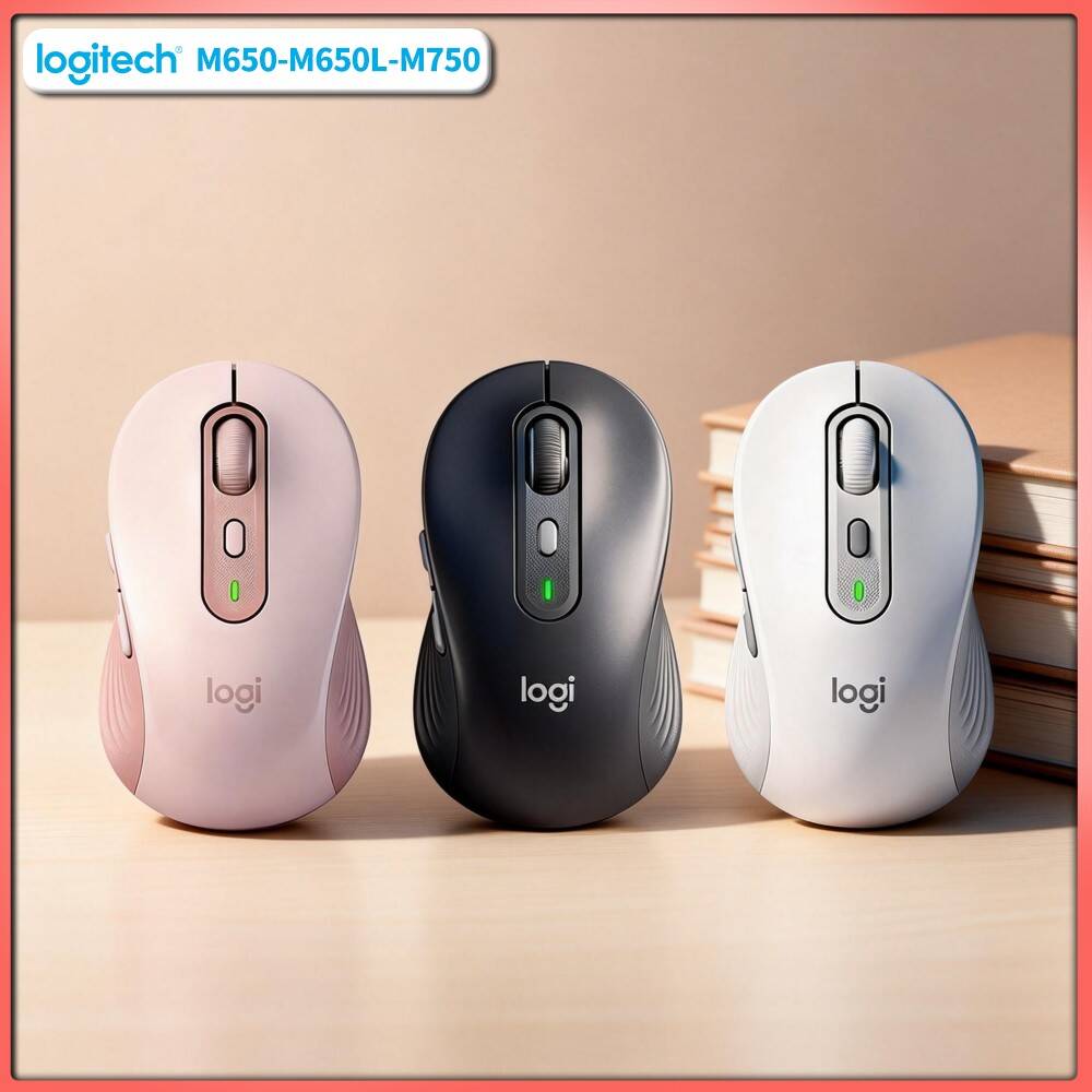 Logitech Home Cinema - เมาส์ตามหลักสรีรศาสตร์โลจิเทค M650/M650L - คลิกเงียบ, ชิ้นส่วนพลาสติกรีไซเคิล, การเชื่อมต่อแบบคู่,