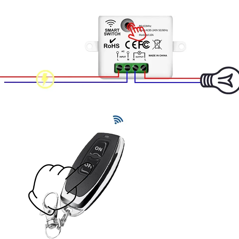 Home Cinema Wall Lights - สวิตช์รีโมทไร้สาย RF 433MHz สำหรับบ้านอัจฉริยะ 110V 220V