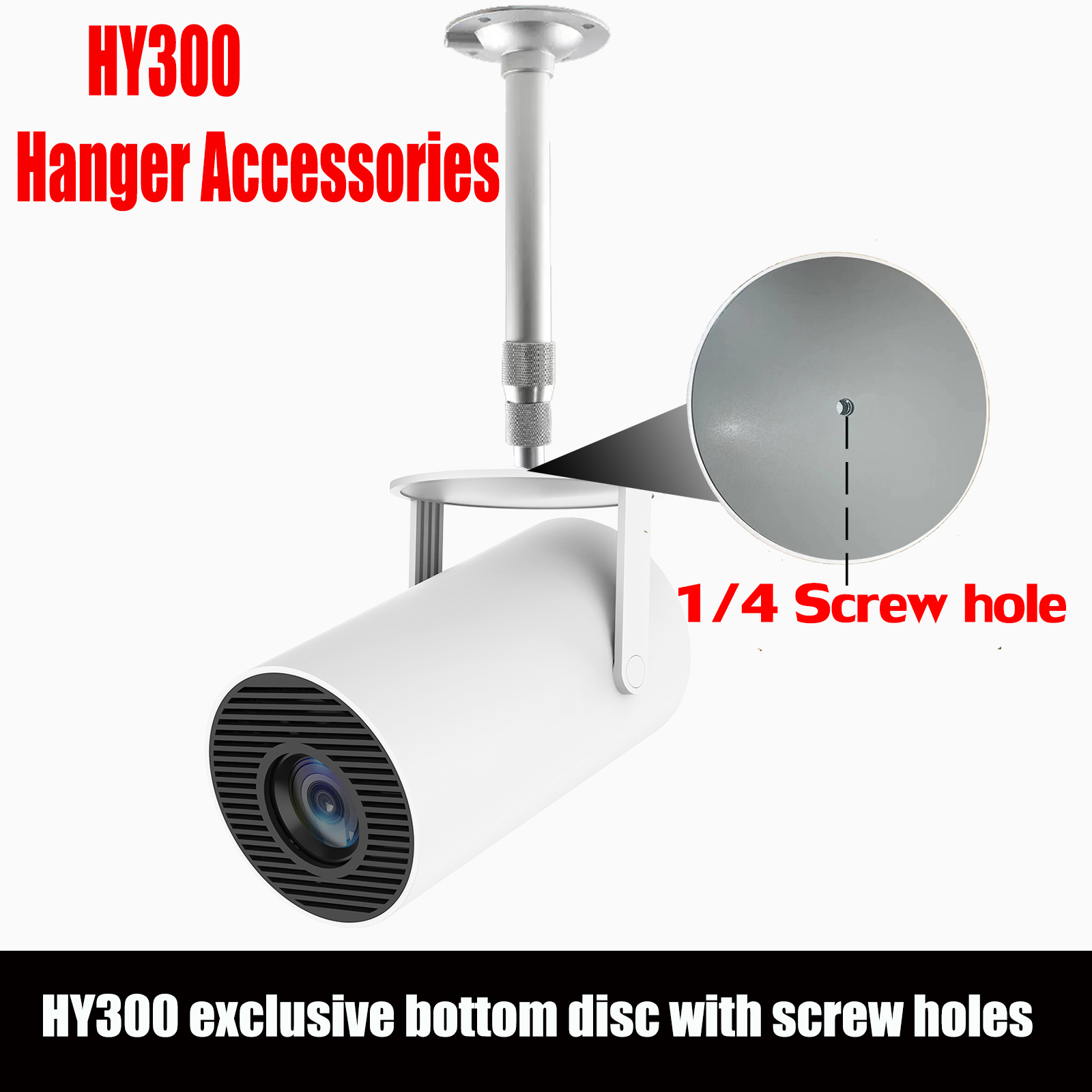 Projector Mount Ceiling - อุปกรณ์เสริมโปรเจคเตอร์ HY300 ขาตั้งเพดานและผนังสำหรับโปรเจคเตอร์ รองรับไฟแบ็คไลท์ ใช้ได้กับขายึดแบบแขวน รูสกรู