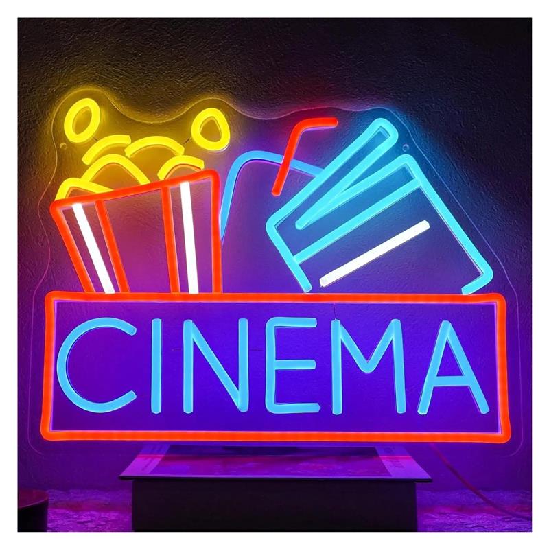 Home Cinema Wall Lights - ป้ายไฟนีออนโรงภาพยนตร์ ใช้พลังงานจาก USB ปรับความสว่างได้ สำหรับตกแต่งบ้าน ปาร์ตี้