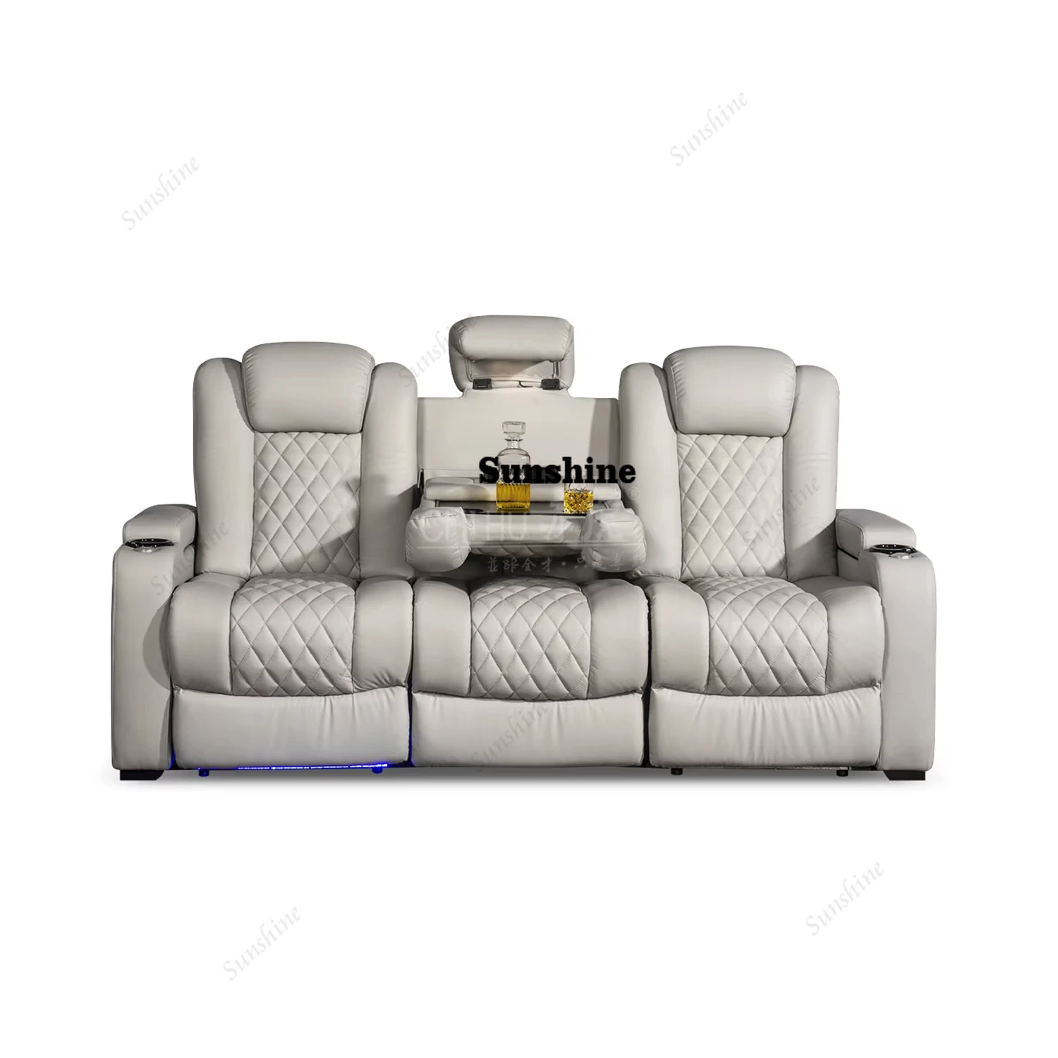 Home Cinema Interiors - โซฟาไฟฟ้าสีขาว 3 ที่นั่ง สำหรับโรงภาพยนตร์ในบ้าน เฟอร์นิเจอร์โฮมเธียเตอร์ ตกแต่งภายในโรงภาพยนตร์