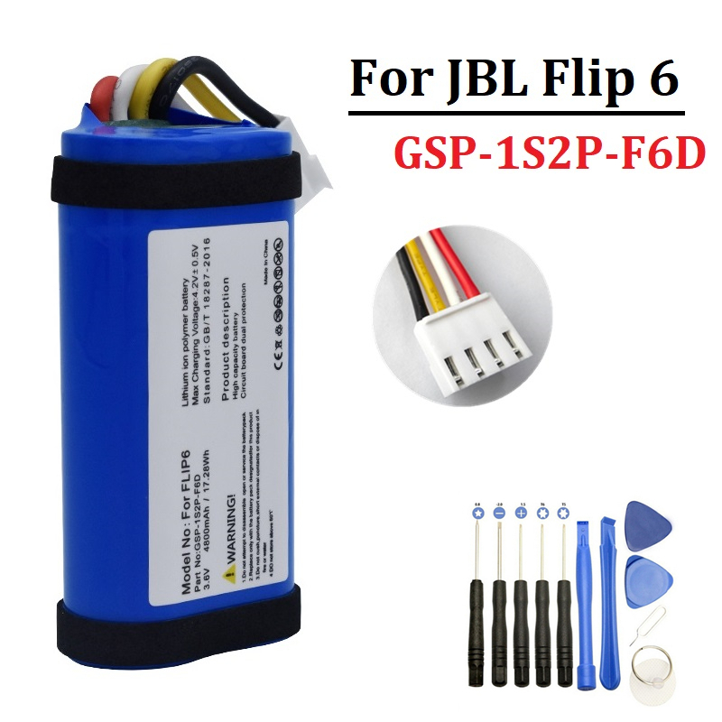 Jbl Speaker Flip 6 - แบตเตอรี่4800มิลลิแอมป์ชั่วโมงสำหรับ JBL พลิก6 Flip6 GSP-1S2P-F6D ไร้สายบลูทูธเปลี่ยนแบตเตอรี่ลำโพง