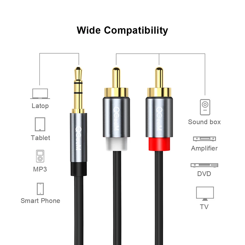 สายเคเบิล QGeeM RCA 2RCA ถึง 3 - Home Cinema Amplifier บทวิจารณ์และราคา