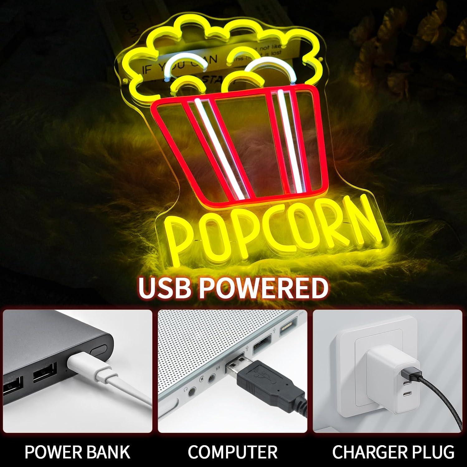 ป้ายไฟนีออนรูปถังป๊อปคอร์น ไฟ  - Home Cinema Wall Lights บทวิจารณ์และราคา