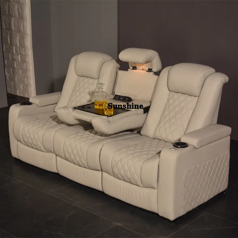 โซฟาไฟฟ้าสีขาว 3 ที่นั่ง สำหรั - Home Cinema Interiors บทวิจารณ์และราคา
