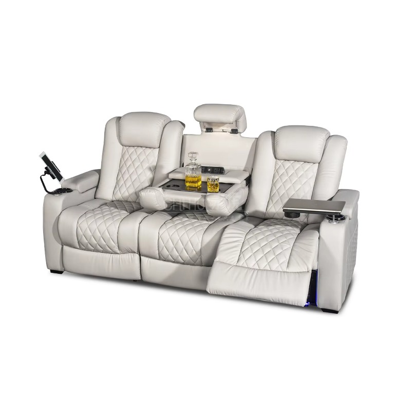 โซฟาไฟฟ้าสีขาว 3 ที่นั่ง สำหรั - Home Cinema Interiors บทวิจารณ์และราคา